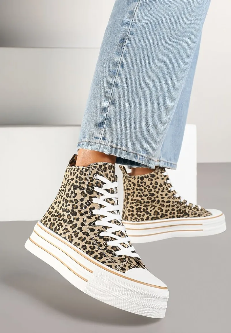 Panterkowe Trampki Metaliczne za Kostkę na Platformie Tertewis