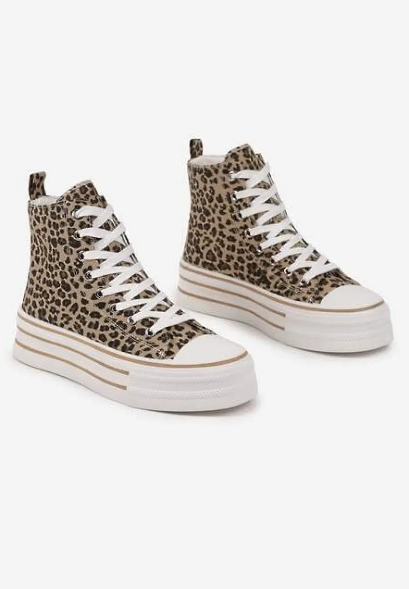 Panterkowe Trampki Metaliczne za Kostkę na Platformie Tertewis