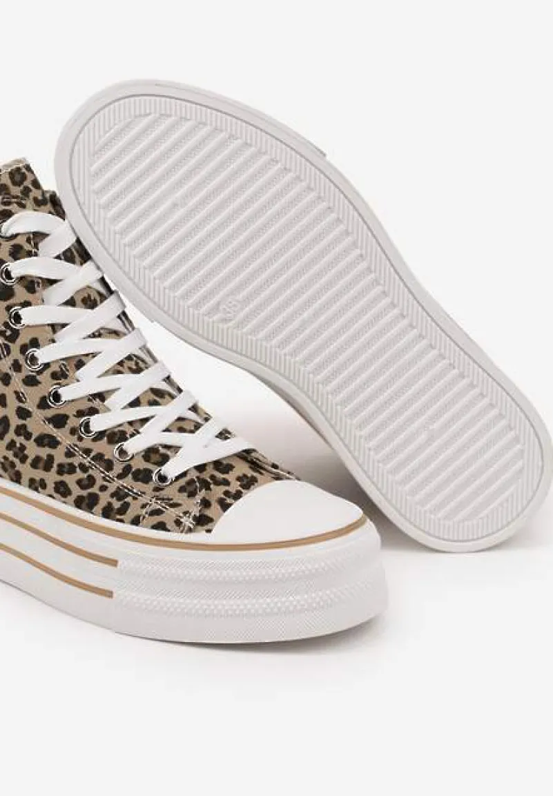 Panterkowe Trampki Metaliczne za Kostkę na Platformie Tertewis