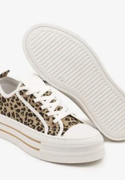 Panterkowe Trampki na Niskiej Platformie Ozdobione Cyrkoniami Felelith