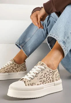 Panterkowe Trampki na Platformie z Metaliczną Ozdobą Afleeria