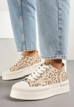 Panterkowe Trampki na Platformie z Metaliczną Ozdobą Afleeria