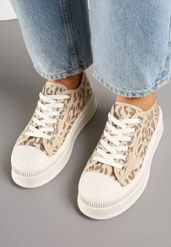 Panterkowe Trampki na Platformie z Metaliczną Ozdobą Afleeria