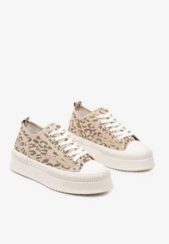 Panterkowe Trampki na Platformie z Metaliczną Ozdobą Afleeria