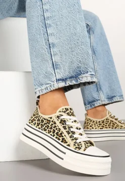 Panterkowe Trampki na Platformie Przed Kostkę Evelzivis