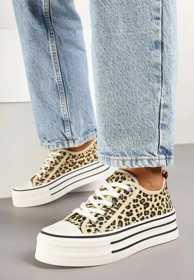 Panterkowe Trampki na Platformie Przed Kostkę Evelzivis