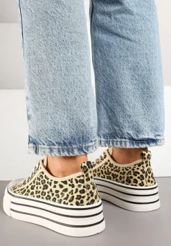 Panterkowe Trampki na Platformie Przed Kostkę Evelzivis