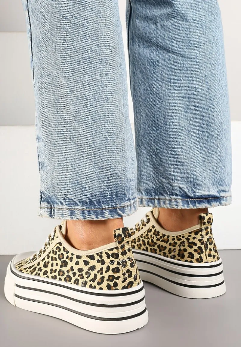 Panterkowe Trampki na Platformie Przed Kostkę Evelzivis