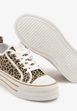 Panterkowe Trampki na Platformie Ozdobione Cyrkoniami Arenoria