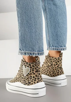 Panterkowe Trampki na Platformie z Serduszkiem za Kostkę Ellista