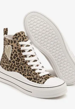 Panterkowe Trampki na Platformie z Serduszkiem za Kostkę Ellista