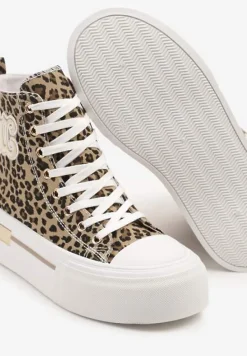 Panterkowe Trampki na Platformie z Wysoką Cholewką i Naszywką Nurissea