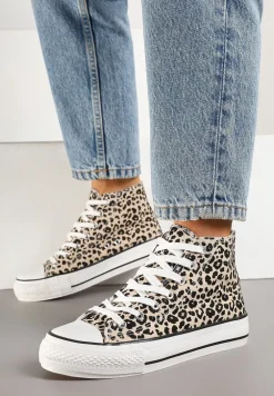 Panterkowe Trampki z Wysoką Tłoczoną Cholewką Willevia