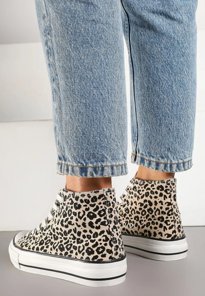 Panterkowe Trampki z Wysoką Tłoczoną Cholewką Willevia