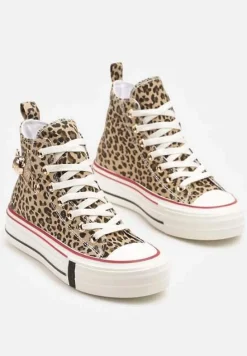 Panterkowe Trampki za Kostkę Ozdobione Aplikacją 3D Vizana