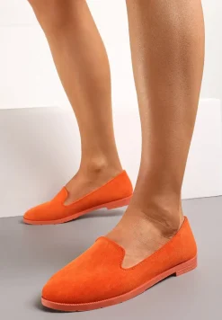 Pomarańczowe Balerinki Typu Loafersy Daphikaia