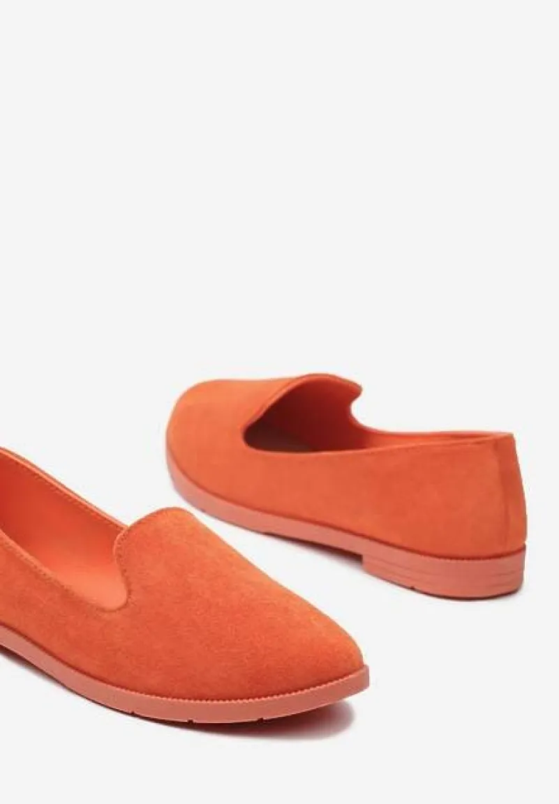 Pomarańczowe Balerinki Typu Loafersy Daphikaia