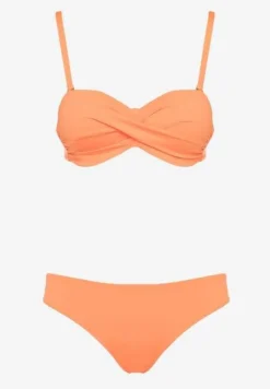 Pomarańczowe Bikini 2 Pary Majtek Typu Figi i Biustonosz Wiązany na Plecach Galanoria
