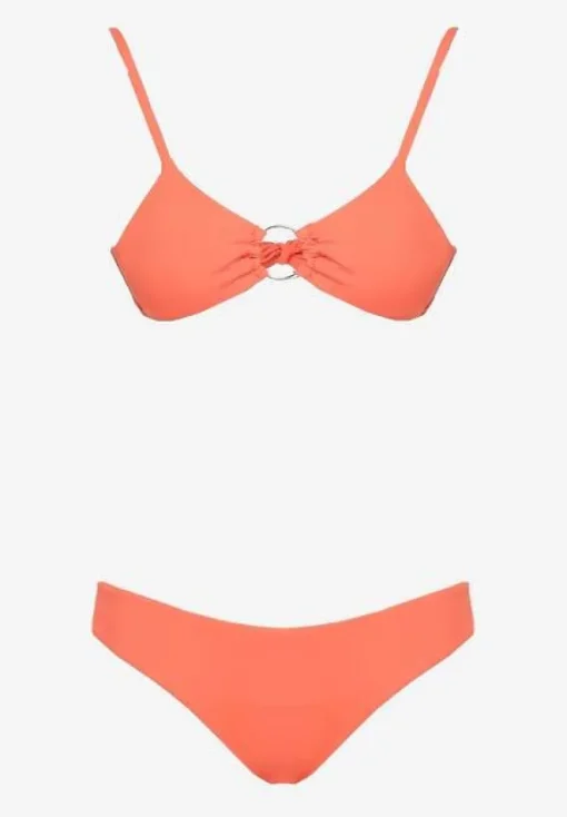 Pomarańczowe Bikini Ozdobione Okrągłą Klamrą Przy Biustonoszu Carisia