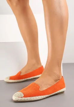 Pomarańczowe Espadryle z Motywem Plecionki Ralomea