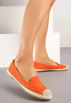 Pomarańczowe Espadryle z Motywem Plecionki Ralomea