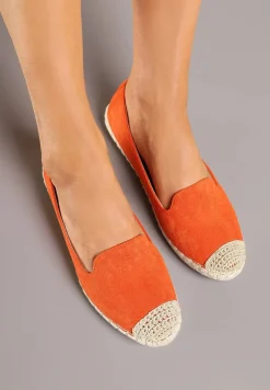 Pomarańczowe Espadryle z Motywem Plecionki Ralomea