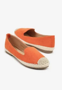 Pomarańczowe Espadryle z Motywem Plecionki Ralomea