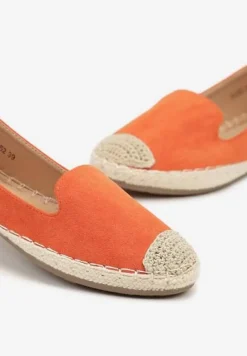 Pomarańczowe Espadryle z Motywem Plecionki Ralomea