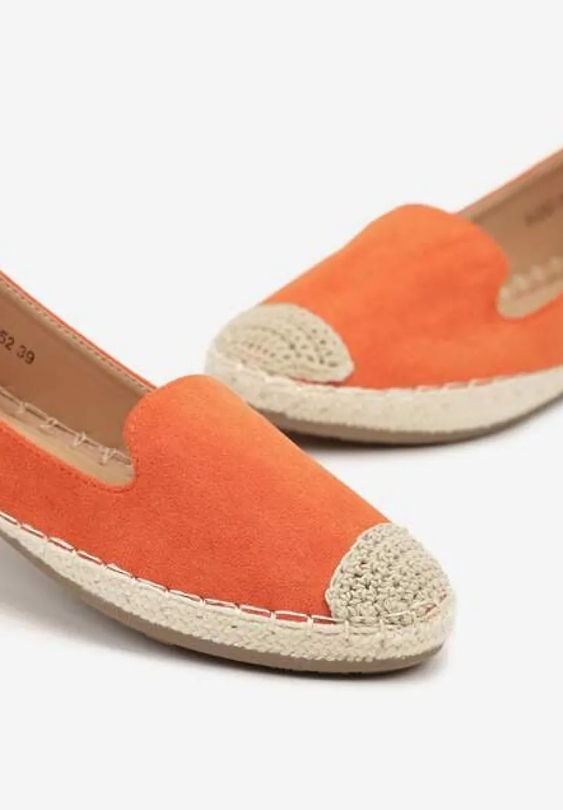 Pomarańczowe Espadryle z Motywem Plecionki Ralomea