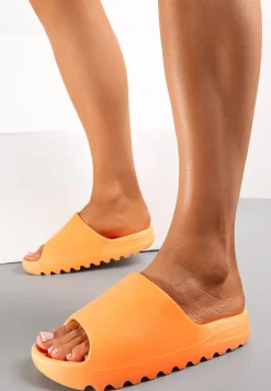 Pomarańczowe Klapki z Pianki z Odkrytym Noskiem Birea