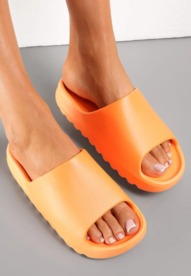 Pomarańczowe Klapki z Pianki z Odkrytym Noskiem Birea