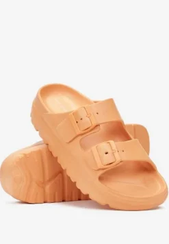 Pomarańczowe Klapki z Regulowanymi Paskami na Platformie Idama