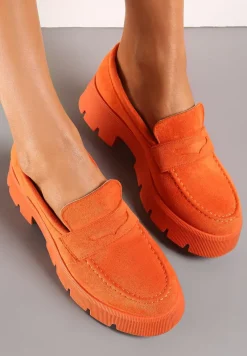 Pomarańczowe Mokasyny na Grubej Podeszwie z Protektorem Misal