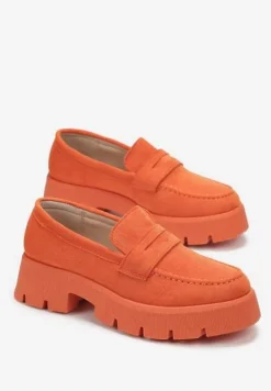Pomarańczowe Mokasyny na Grubej Podeszwie z Protektorem Misal