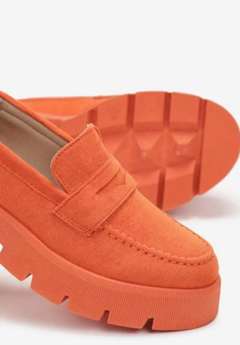 Pomarańczowe Mokasyny na Grubej Podeszwie z Protektorem Misal