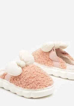 Pomarańczowe Płaskie Kapcie Ozdobione Kokardką Linnacira