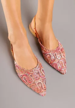 Pomarańczowe Sandały Slingback Vices z Metalicznymi Zdobieniami Janavie