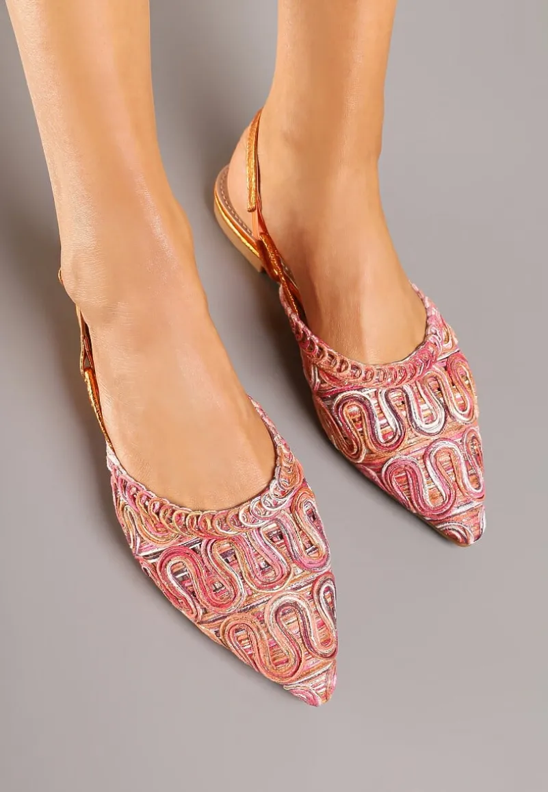 Pomarańczowe Sandały Slingback Vices z Metalicznymi Zdobieniami Janavie