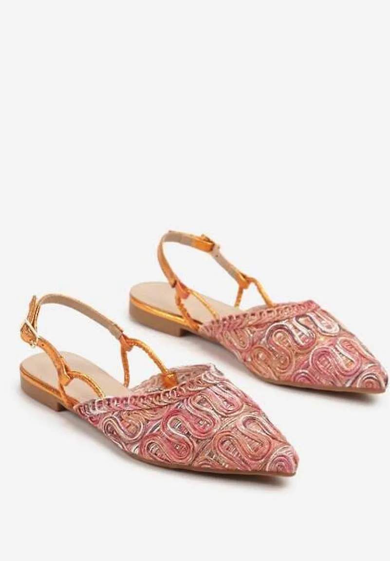 Pomarańczowe Sandały Slingback Vices z Metalicznymi Zdobieniami Janavie