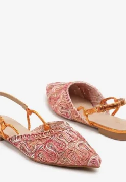 Pomarańczowe Sandały Slingback Vices z Metalicznymi Zdobieniami Janavie