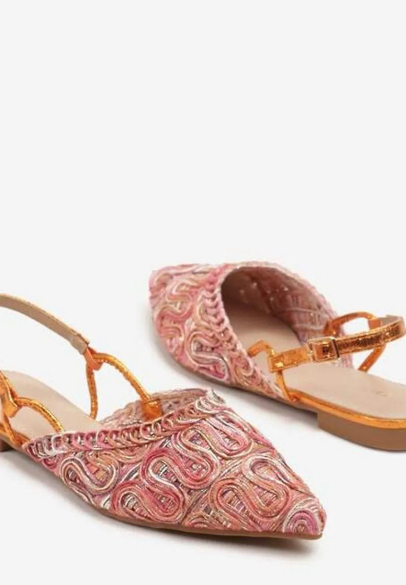 Pomarańczowe Sandały Slingback Vices z Metalicznymi Zdobieniami Janavie