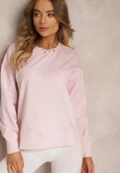Różowa Bluza z Długim Rękawem i Okrągłym Dekoltem Miyoko