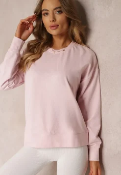 Różowa Bluza z Długim Rękawem i Okrągłym Dekoltem Miyoko