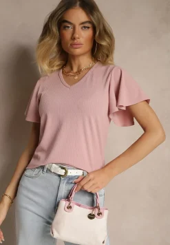 Różowa Bluzka Ozdobiona Rozkloszowanymi Rękawami Sunetha