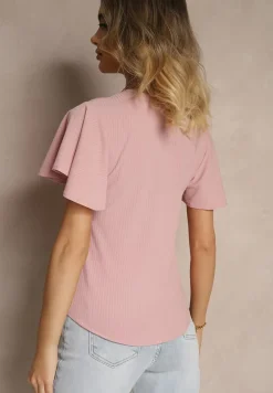 Różowa Bluzka Ozdobiona Rozkloszowanymi Rękawami Sunetha