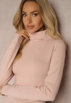 Różowa Bluzka z Bawełny z Golfem Nerisja