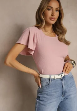 Różowa Bluzka z Rozkloszowanymi Rękawami Sunelva