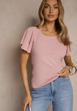 Różowa Bluzka z Rozkloszowanymi Rękawami Sunelva