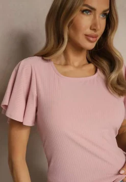 Różowa Bluzka z Rozkloszowanymi Rękawami Sunelva