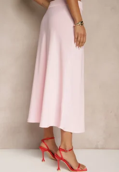 Różowa Casualowa Rozkloszowana Spódnica Dorilena